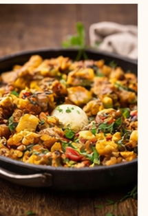 Hähnchen-Kartoffel-Pfanne mit Gemüse