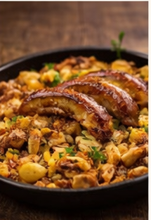 Bratwurst mit Sauerkraut aus dem Ofen