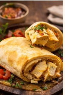 Saftiger Chicken-Cheese-Burrito ohne Reis