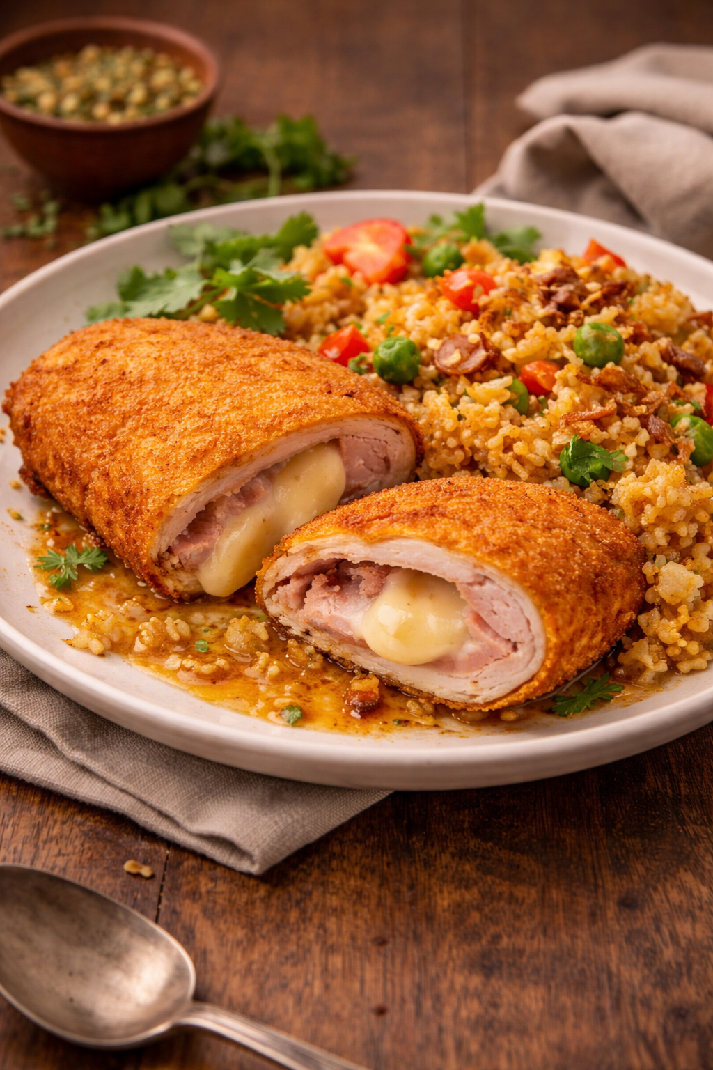 Cordon Bleu mit Nasi Goreng