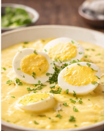 Senfeier mit Kartoffeln