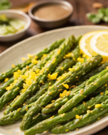 Grüner Spargel vom Grill mit Zitronenbutter