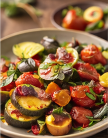 Gegrilltes Gemüse mit Zucchini, Paprika und Champignons